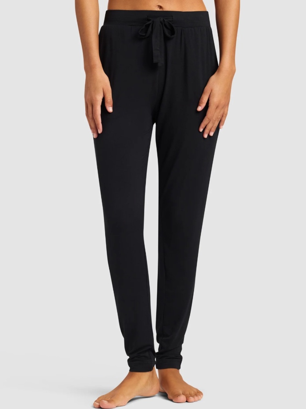 Cozy Earth Bamboo Stretch-Knit Tapered Black Pant Size Small (S)